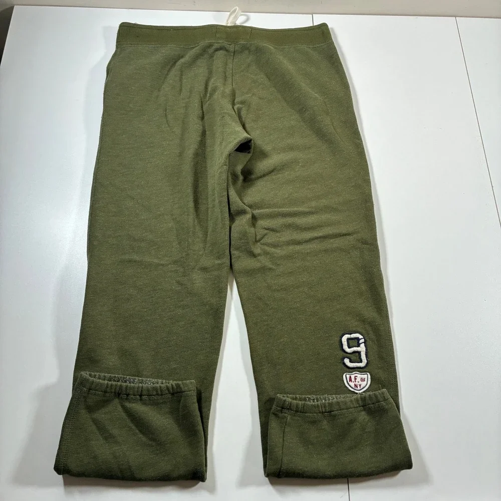 Vintage Abercrombie Fitch Sweatpants Women Medium Olive Green Logo Joggers